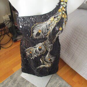 Vintage nina canacci beaded dress black and gold size 8 but a small 8